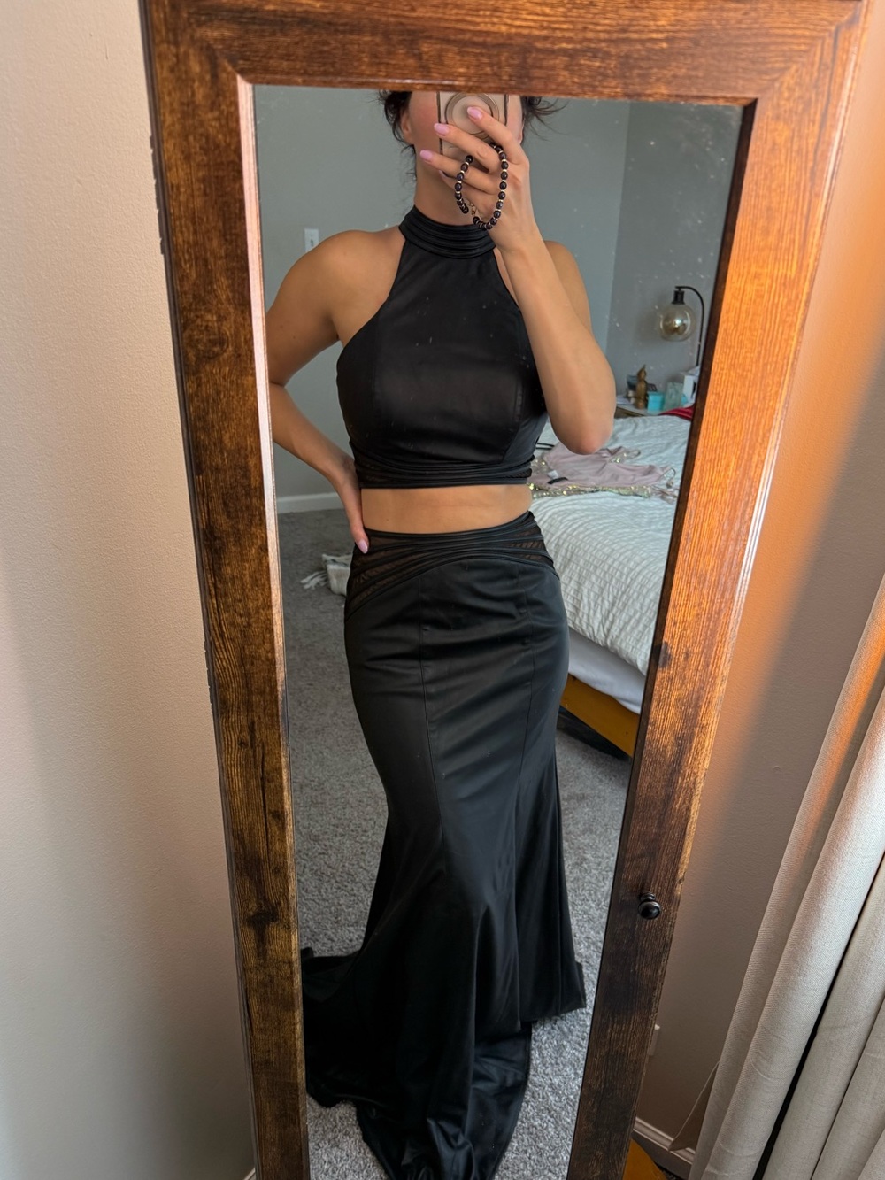 La Femme Black Faux Leather skirt